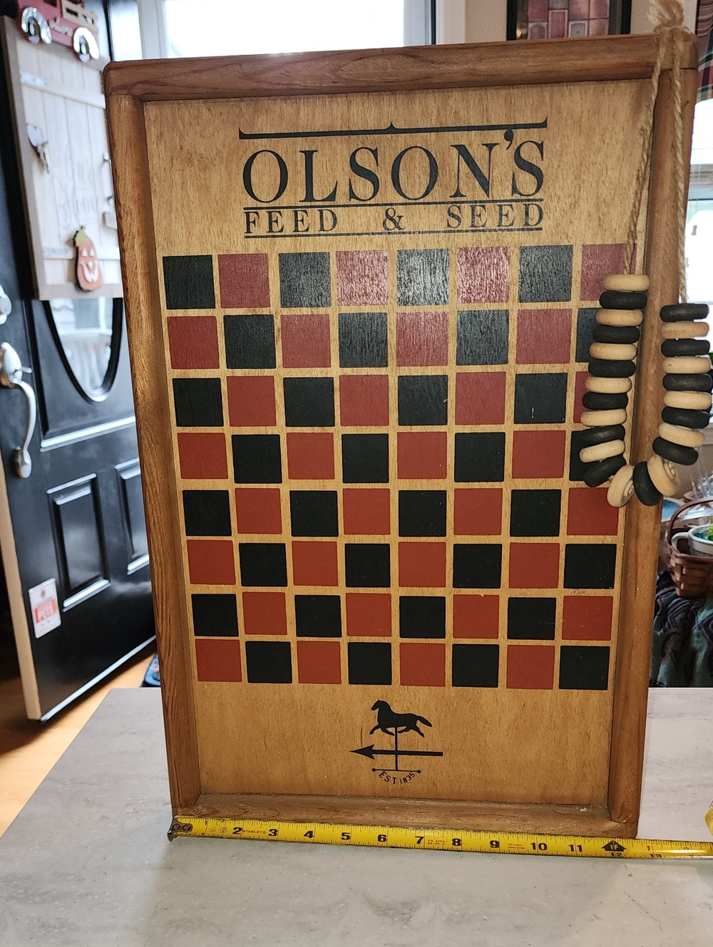 Vintage Wooden Checkers Board - Hang Or Tray